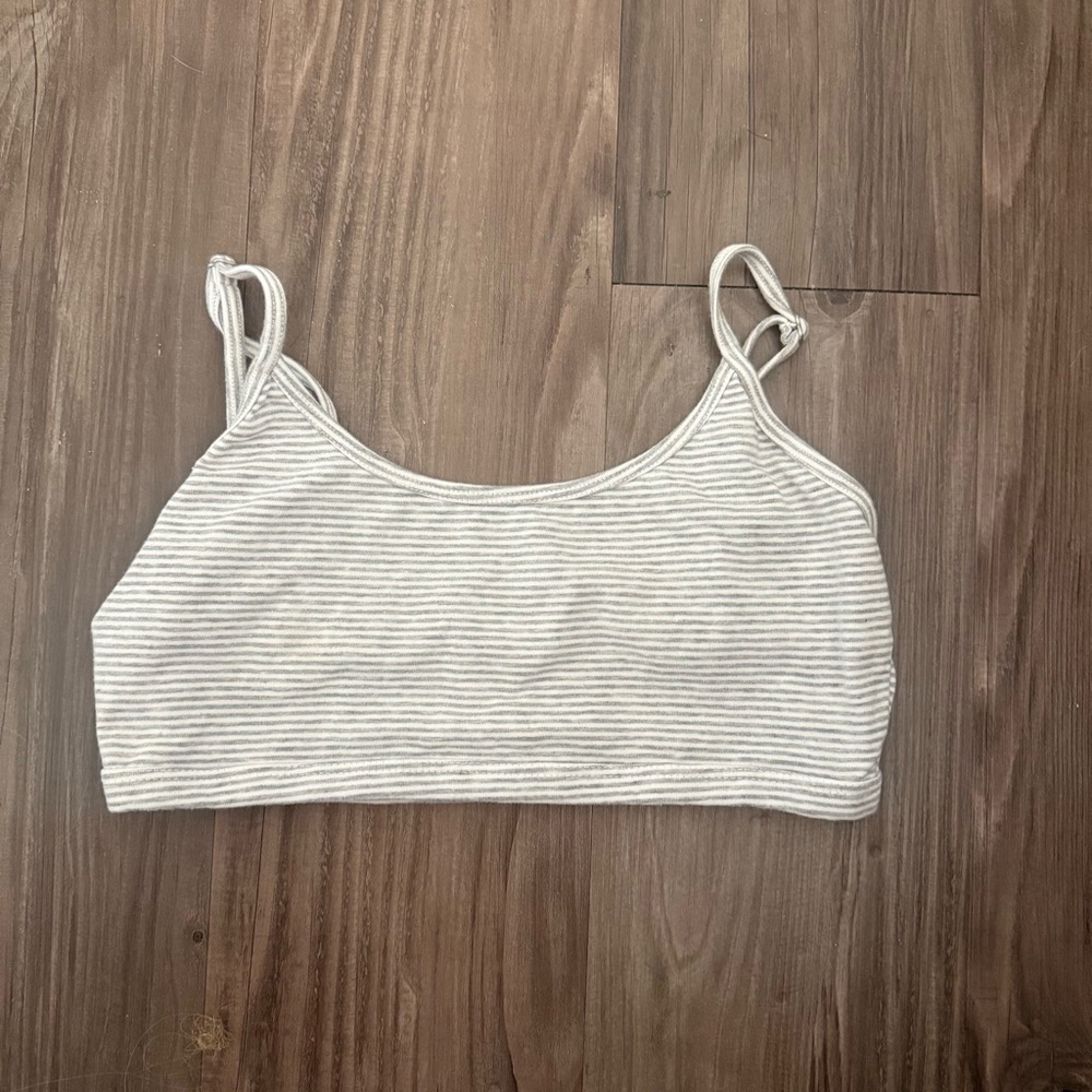 Brandy Melville Gray and White Striped bralette